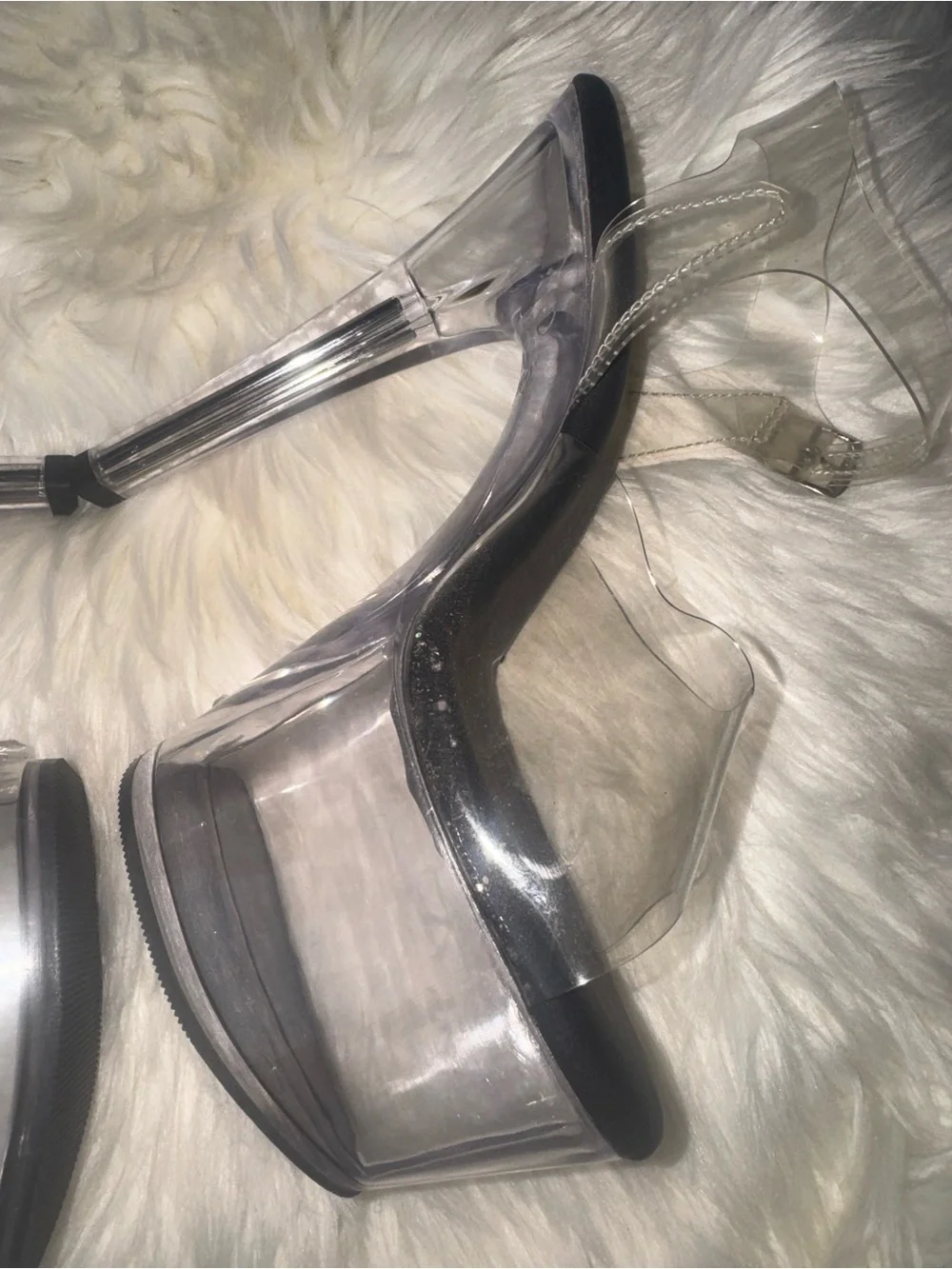 Pleaser Clear Platform Stiletto Sandals with Black Insole